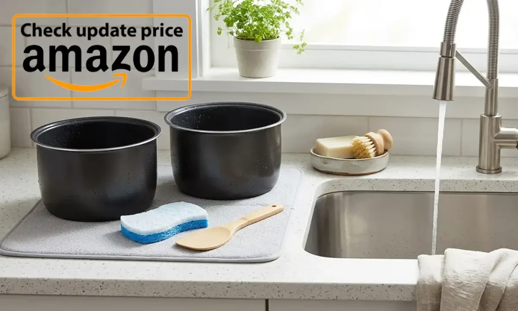 Cleaning up after dinner: The inner non-stick pots are lightweight and easy to wash in a standard kitchen sink.