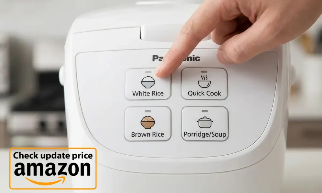 The ultra-simple, 4-button control panel of the Panasonic SR-DF101 makes weeknight cooking effortless.