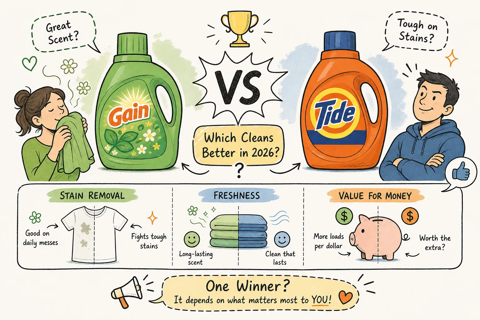 Gain vs Tide: Which Detergent Wins in 2026?